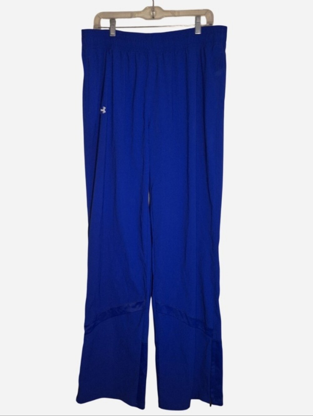 Under Armour Men's Track Pants Loose Fit Zipper Hem Pockets Blue White Size XL T
